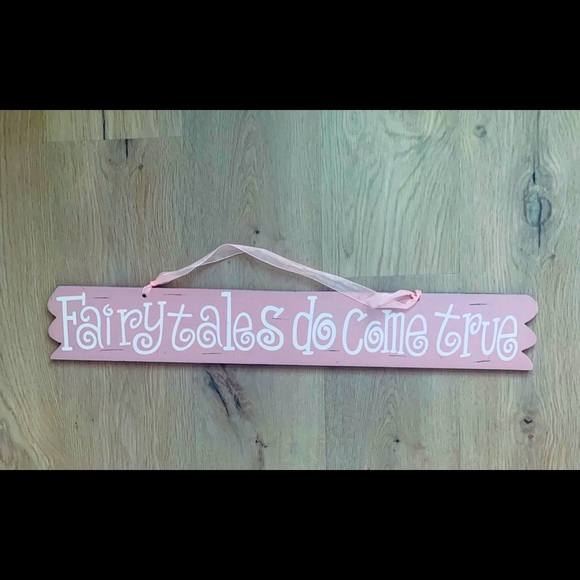 Little Girl’s Room Decor, “Fairy Tales Do Come True” Pink Wall Plaque - Picture 2 of 4